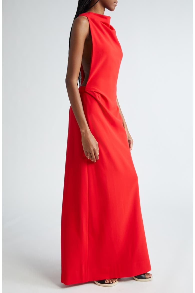 Faye Draped Backless Gown, Alternate, color, RED