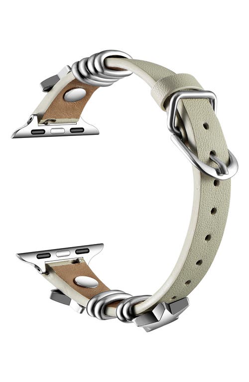 The Posh Tech Austin Star Leather Apple Watch® Watchband In Chalk