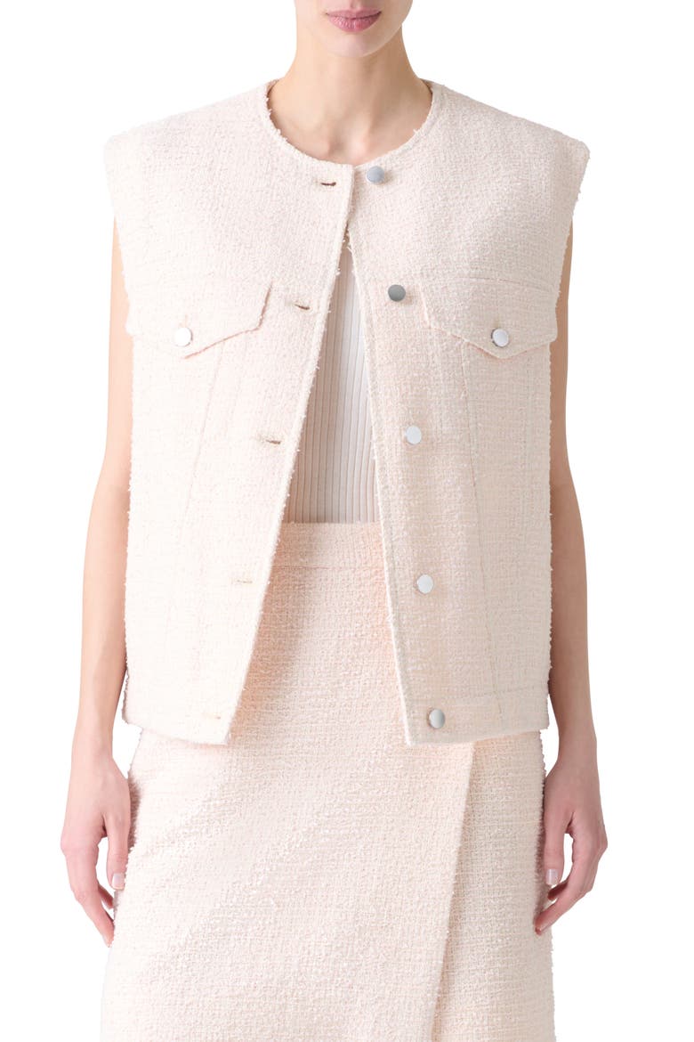 Bouclé Tweed Oversize Vest, Main, color, PALE PINK-CREAM