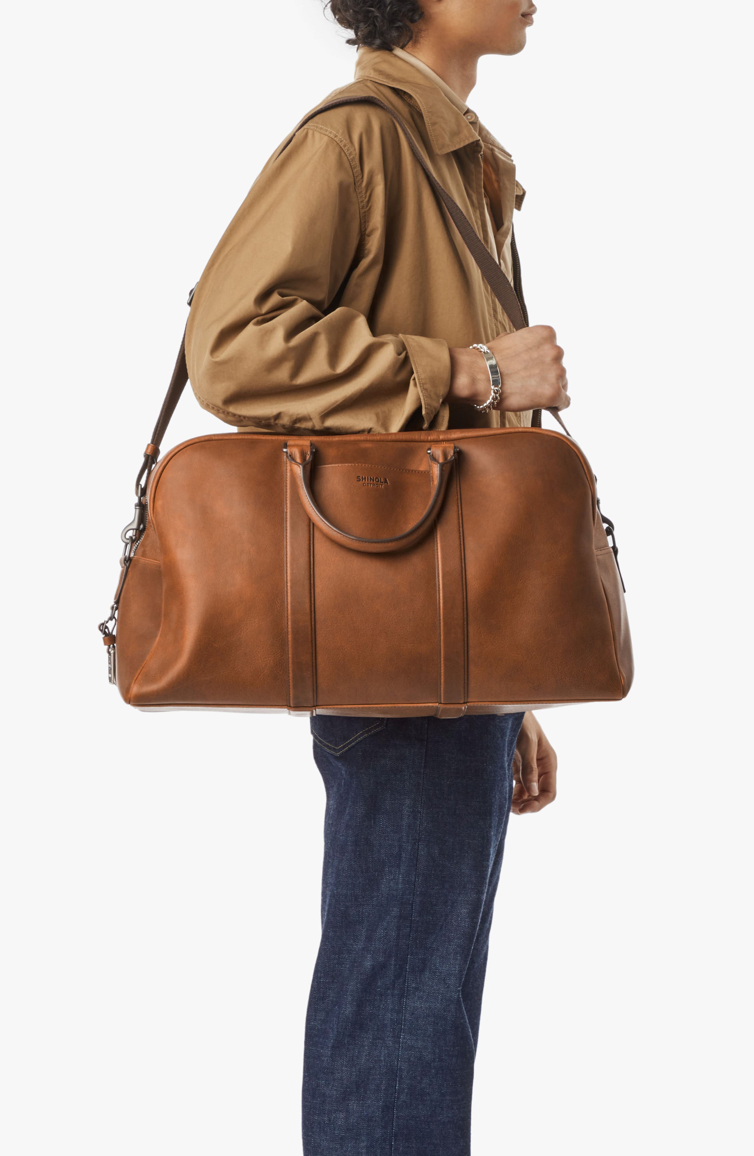 Shinola Runwell Navigator Duffle, Alternate, color, Medium Brown