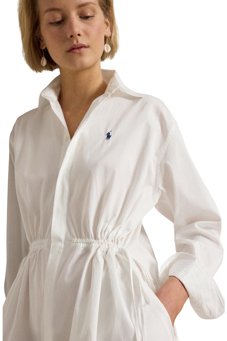 Long Sleeve Cotton Poplin Shirtdress, Alternate, color, WHITE