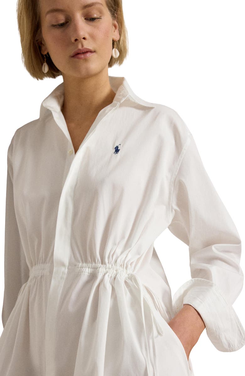 Polo Ralph Lauren Long Sleeve Cotton Poplin Shirtdress, Alternate, color, White