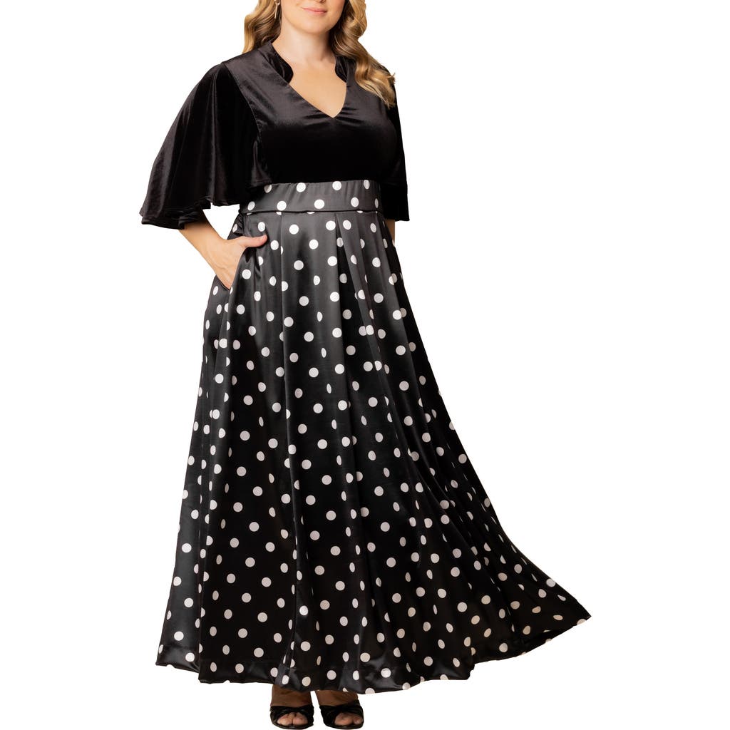 Kiyonna Radiant Opulence Mixed Media Ballgown In Black