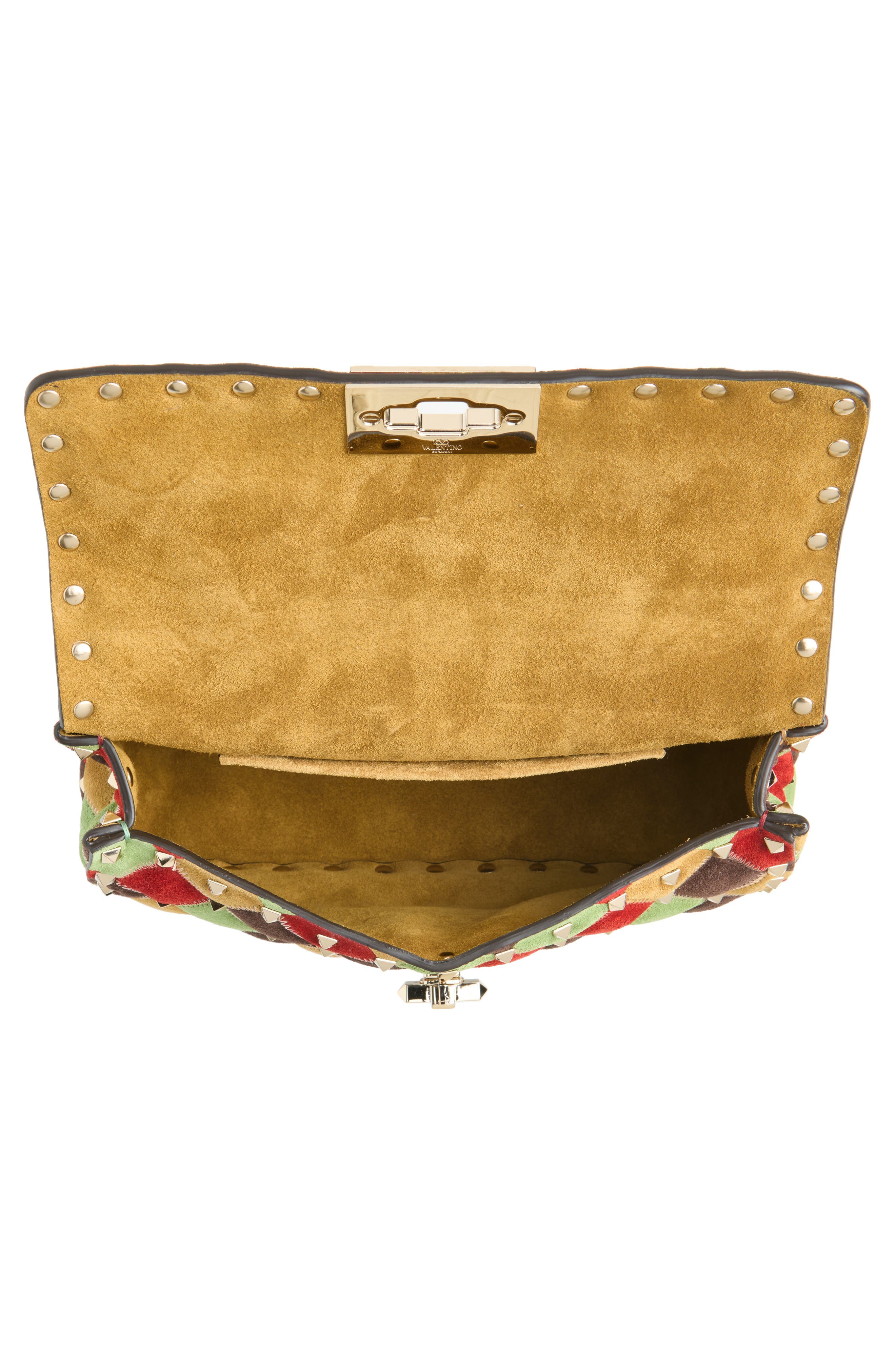 Rockstud Small Leather Shoulder Bag, Alternate, color, BROWN MULTI