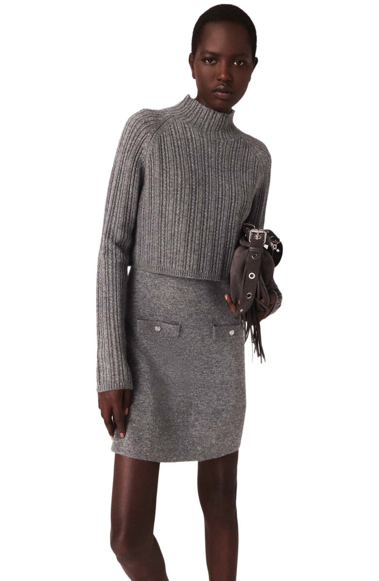 maje 2-in-1 knit mini dress, Alternate, color, 