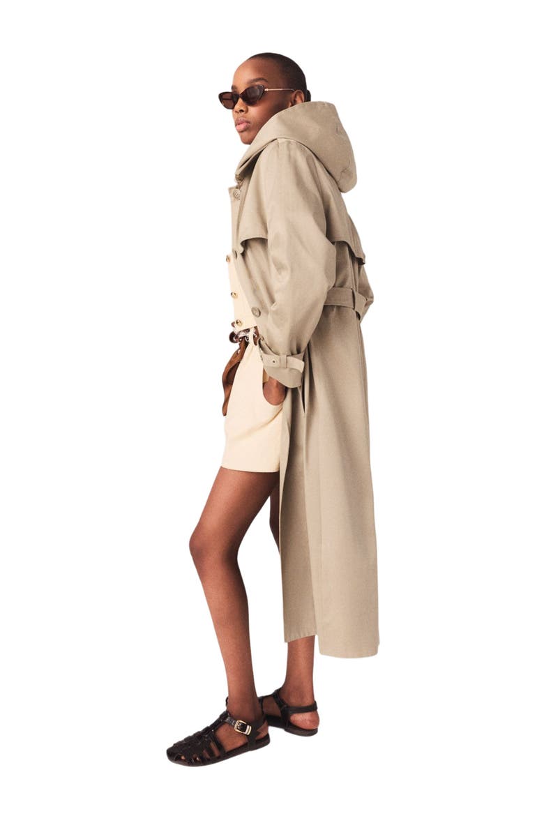 Trench with removable hood, Alternate, color, Camel