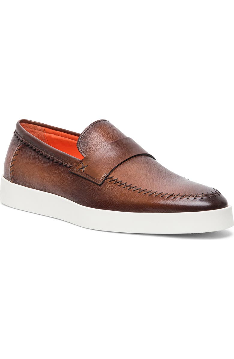 Santoni Dowdy Loafer, Main, color, Dark Brown Dark Brown
