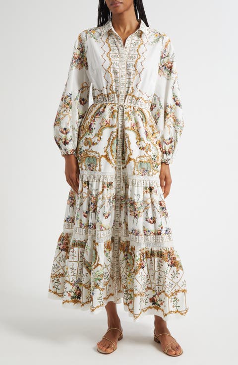 Dressing Room Drama Tiered Long Sleeve Poplin Shirtdress