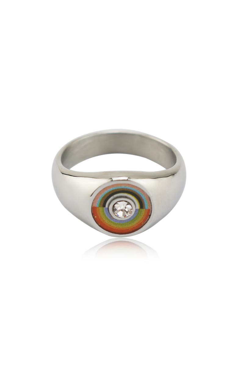 REBL Rainbow Signet Ring, Alternate, color, Silver