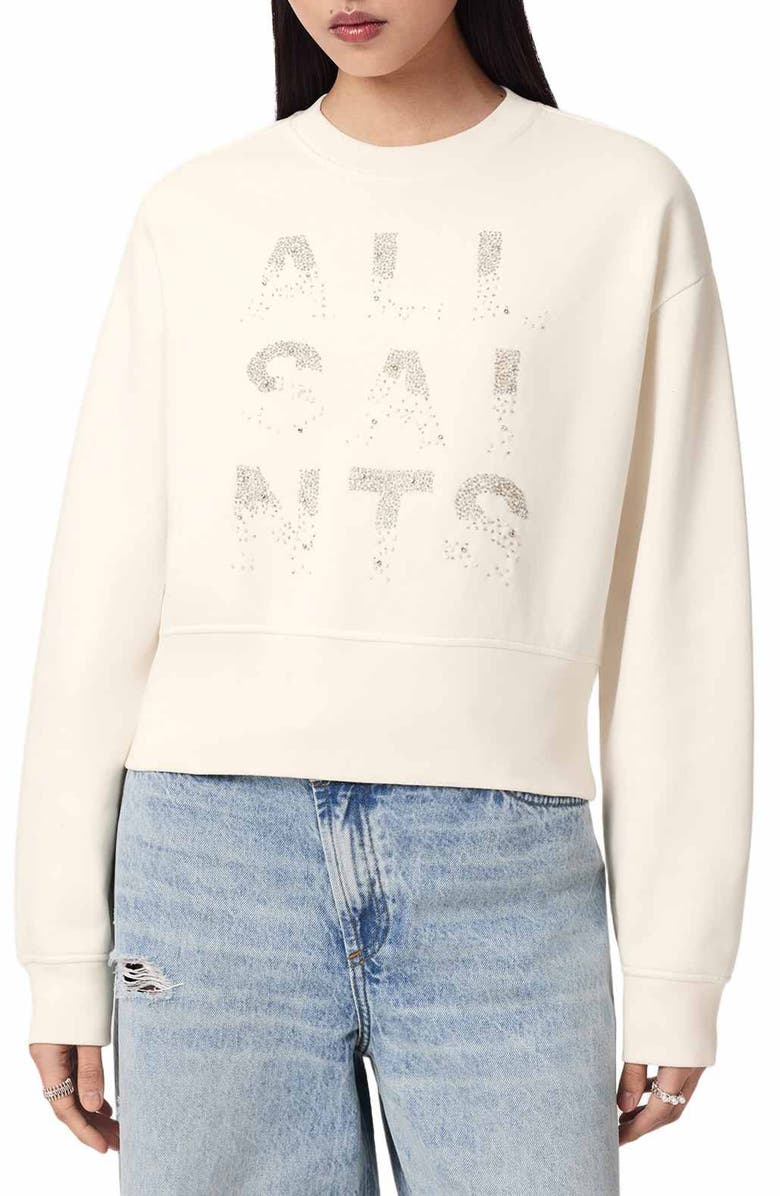 AllSaints Stacks Separo Sweatshirt, Main, color, Optic White