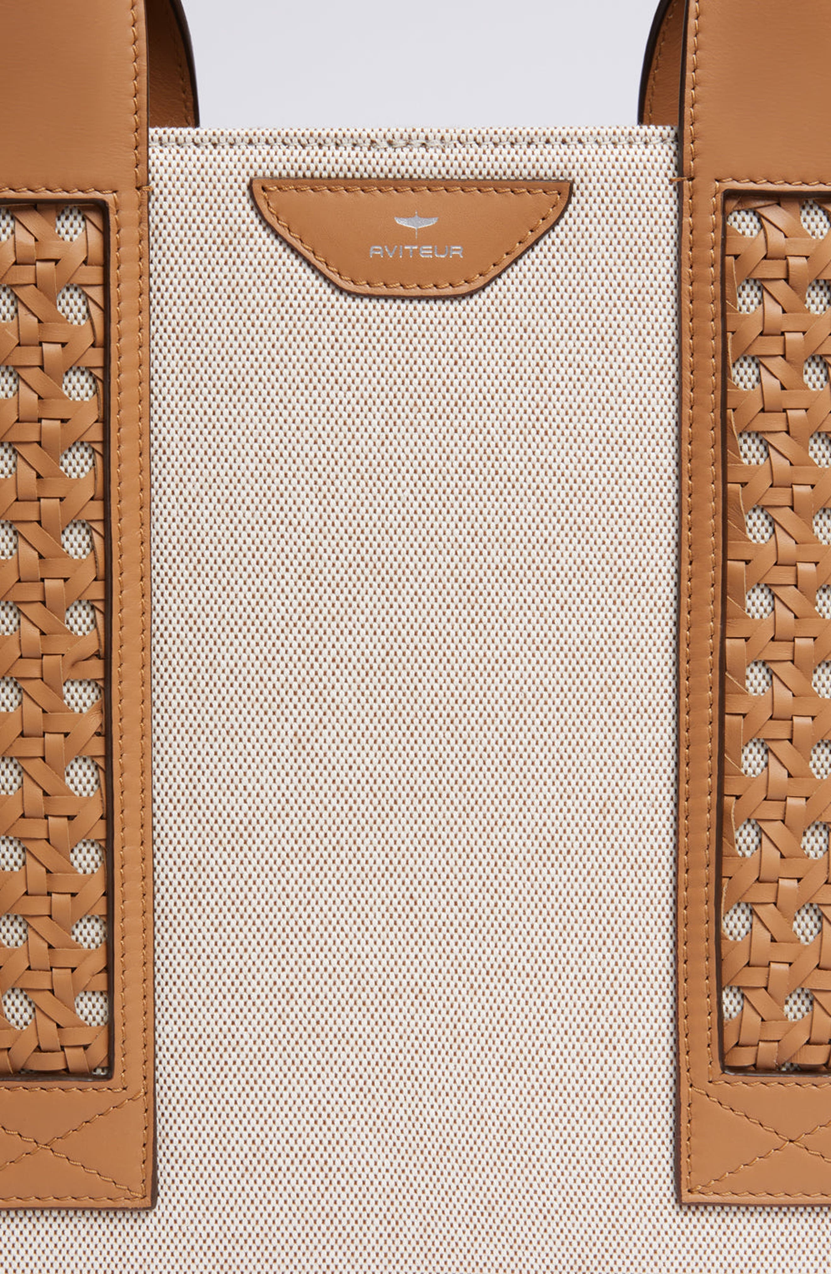 Intreccio Weave Canvas Leather Handle Tote, Alternate, color, Walnut