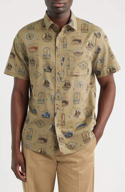 Shoreline Short Sleeve Cotton Button-Up Shirt