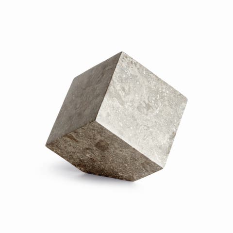Abstract Marble Cube Sculpture - Gray Marble Accent Piece