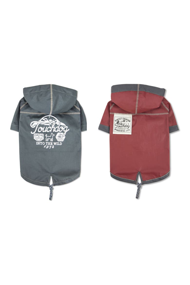 'Cloudburst' Waterproof Reversible Dog Raincoat - Medium, Main, color, GRAY