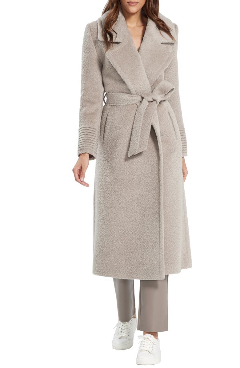 SENTALER Bouclé Notch Collar Alpaca & Wool Blend Wrap Coat, Main, color,
