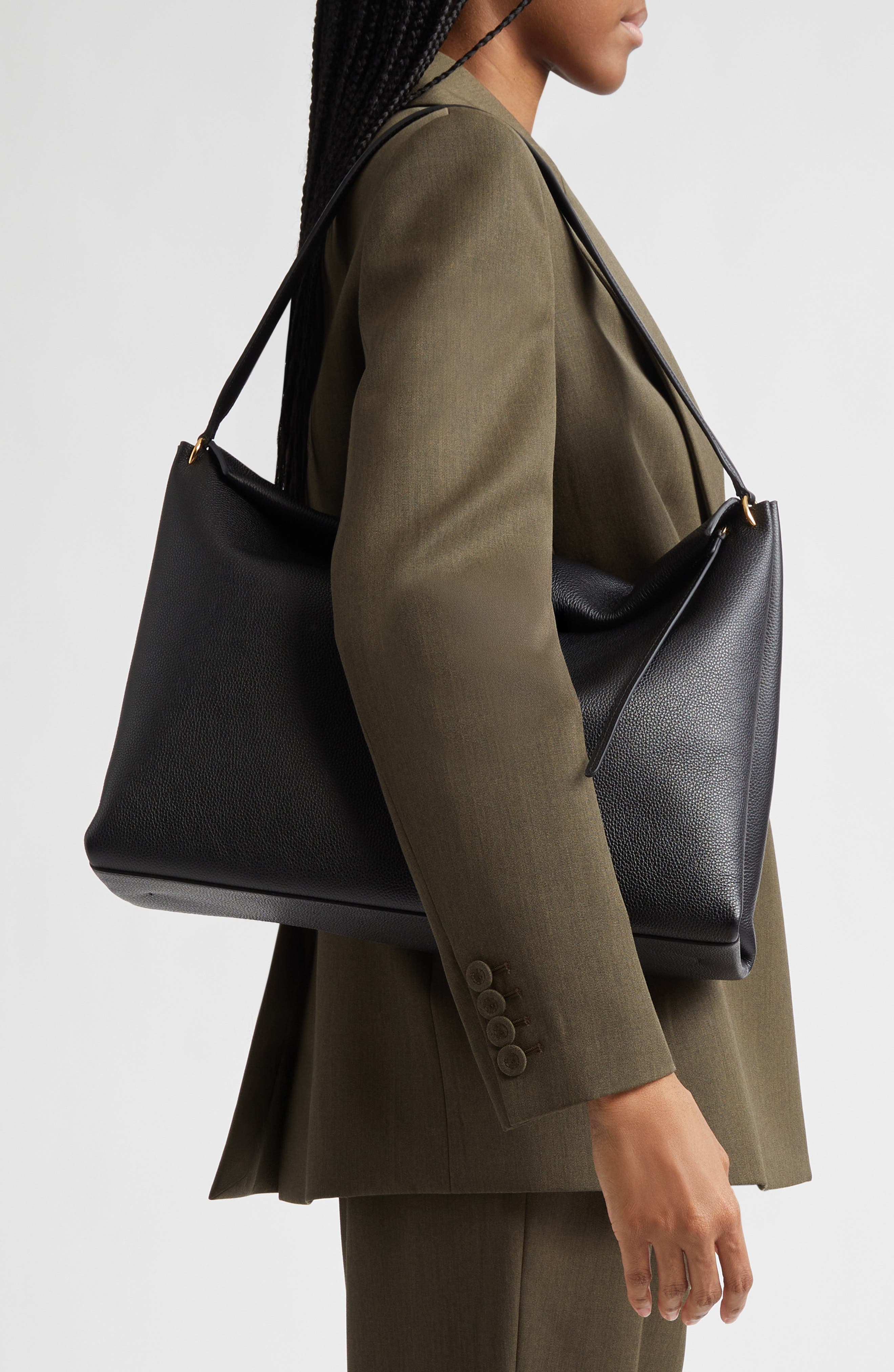 Wandler Penelope Leather Tote, Alternate, color, Black Crust 3283