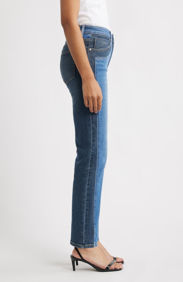 CITY BLUES Two-Tone High Waist Straight Leg Jeans, Alternate, color, Vintage Whisker