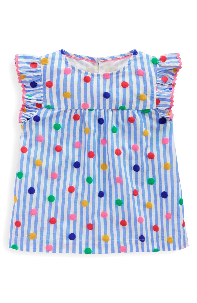 Mini Boden Kids' Juniper Stripe Polka Dot Cotton Top, Main, color, 
