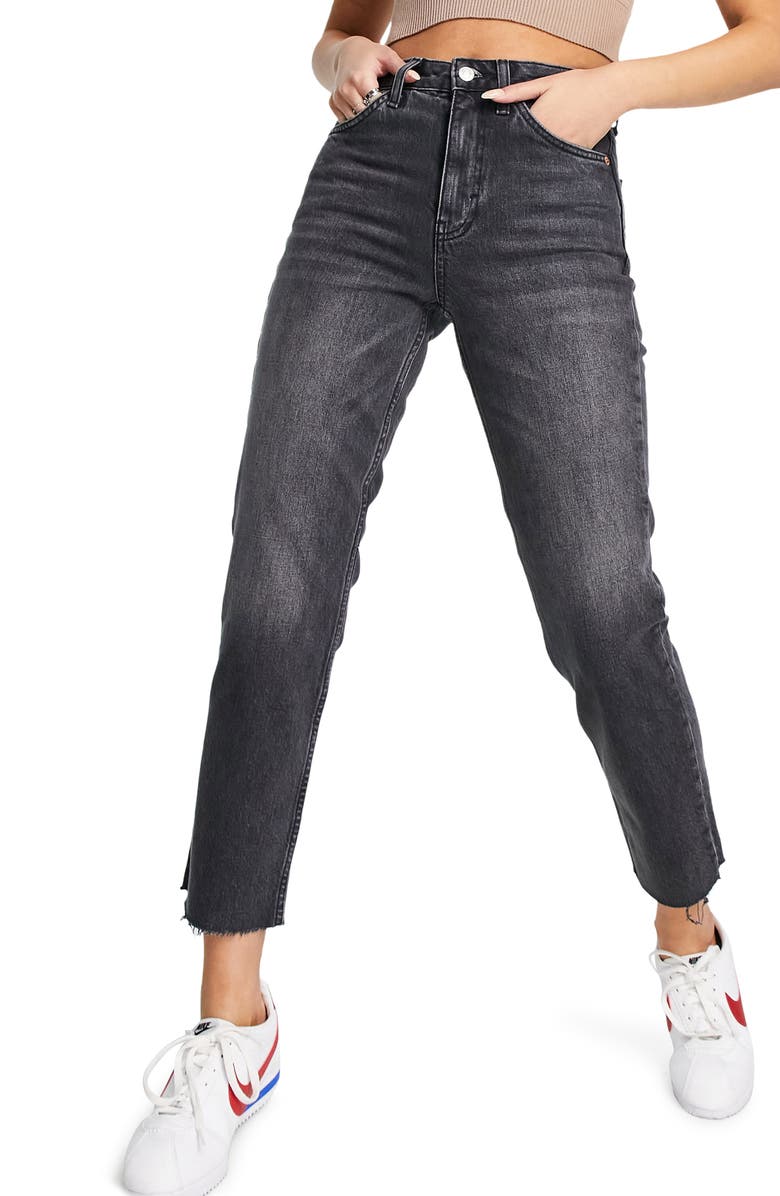Topshop Raw Hem Straight Leg Jeans, Main, color,