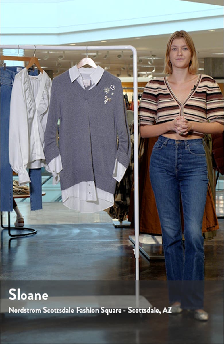 Embroidered Collar Santina Long Sleeve Sweater Shirtdress, sales video thumbnail