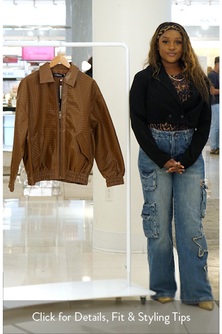 Kenny Woven Faux Leather Bomber Jacket video