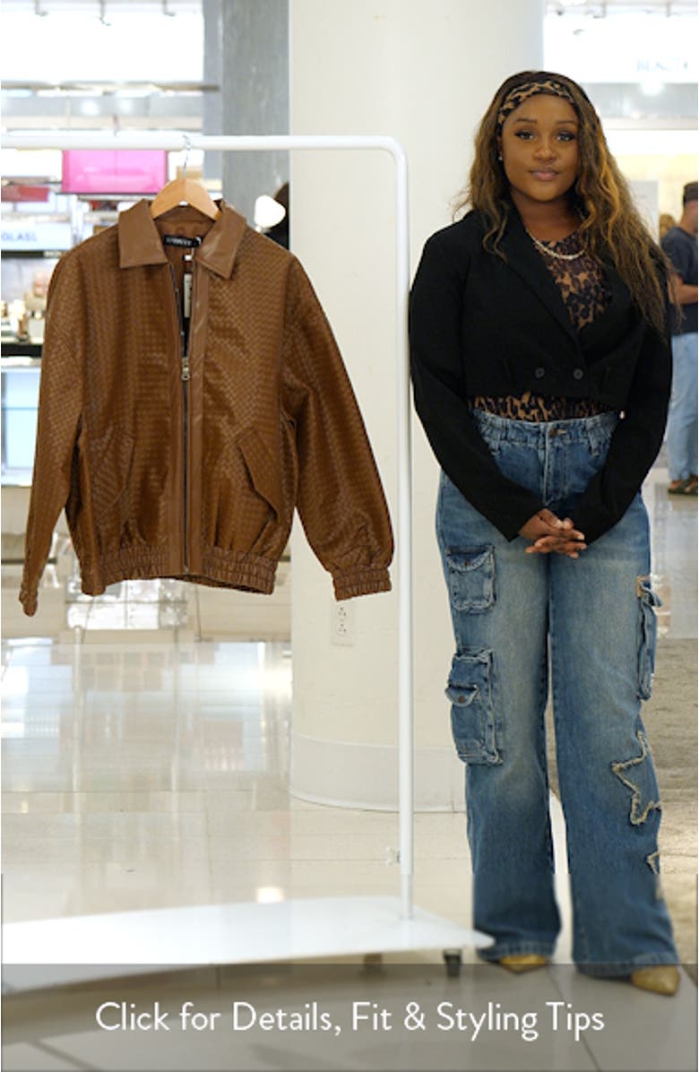 Kenny Woven Faux Leather Bomber Jacket, sales video thumbnail