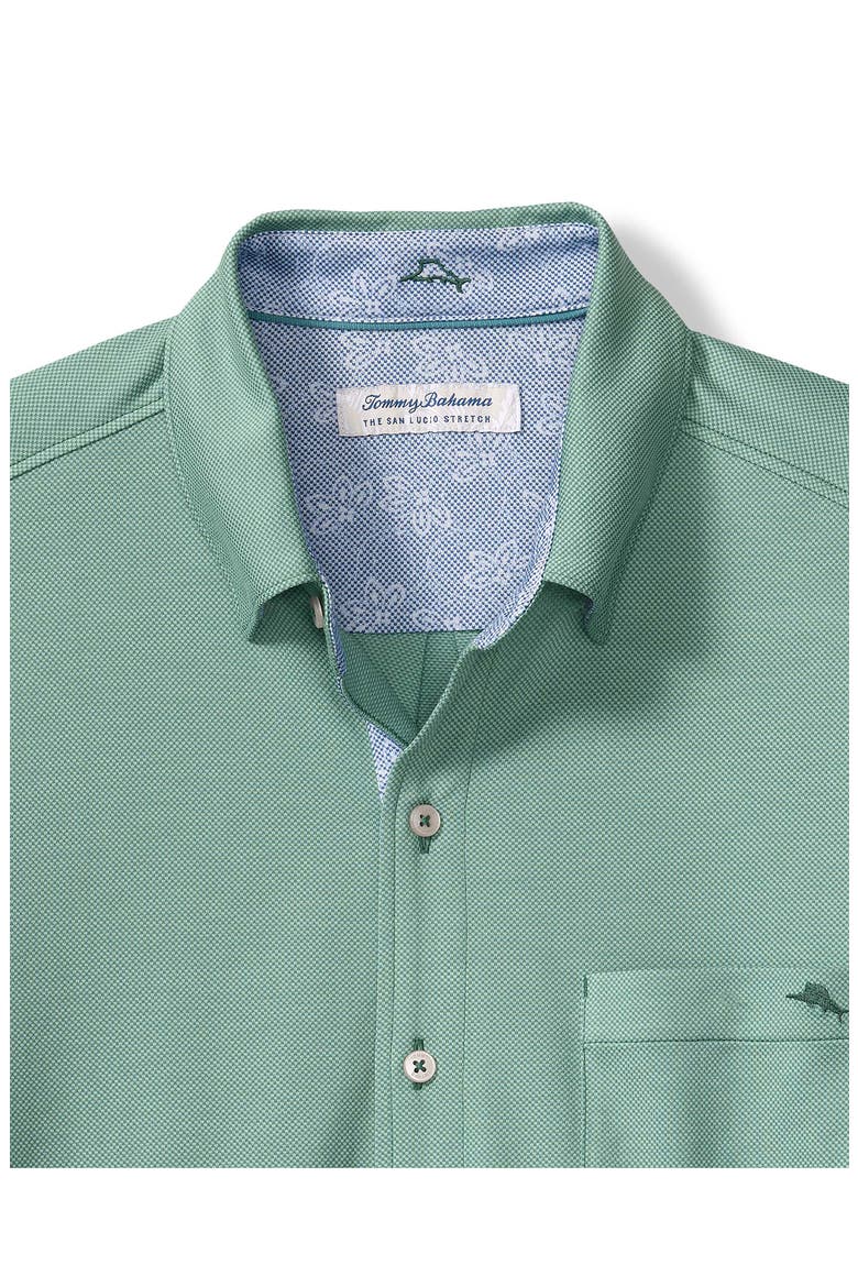 San Lucio Lotus Happy Hour IslandZone® Short Sleeve Cotton Blend Button-Up Shirt, Alternate, color, GREEN