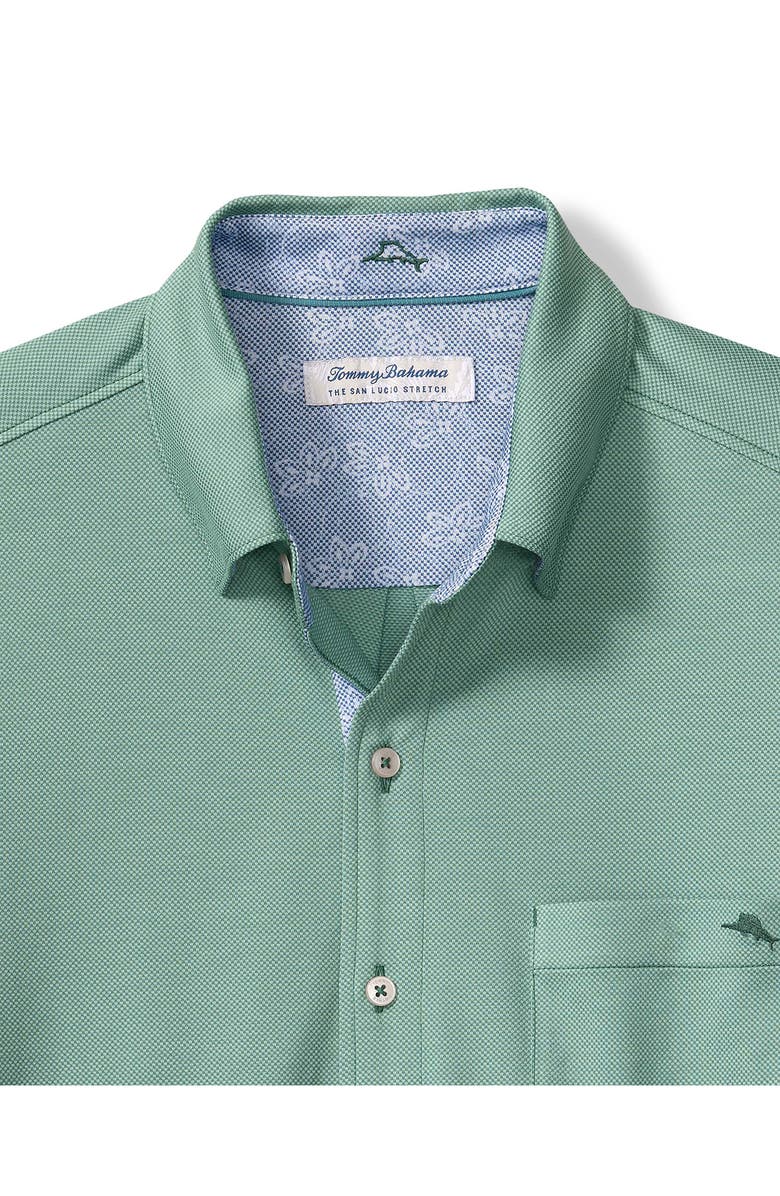 Tommy Bahama San Lucio Lotus Happy Hour IslandZone<sup>®</sup> Short Sleeve Cotton Blend Button-Up Shirt, Alternate, color, Green