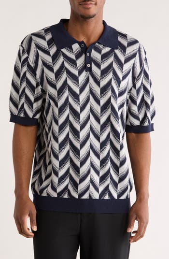JASON WU Chevron Silk & Cotton Polo | Nordstromrack