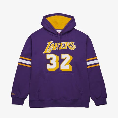 Men
s Mitchell 
Ness Magic Johnson Purple Los Angeles Lakers Name 
Number Hoodie