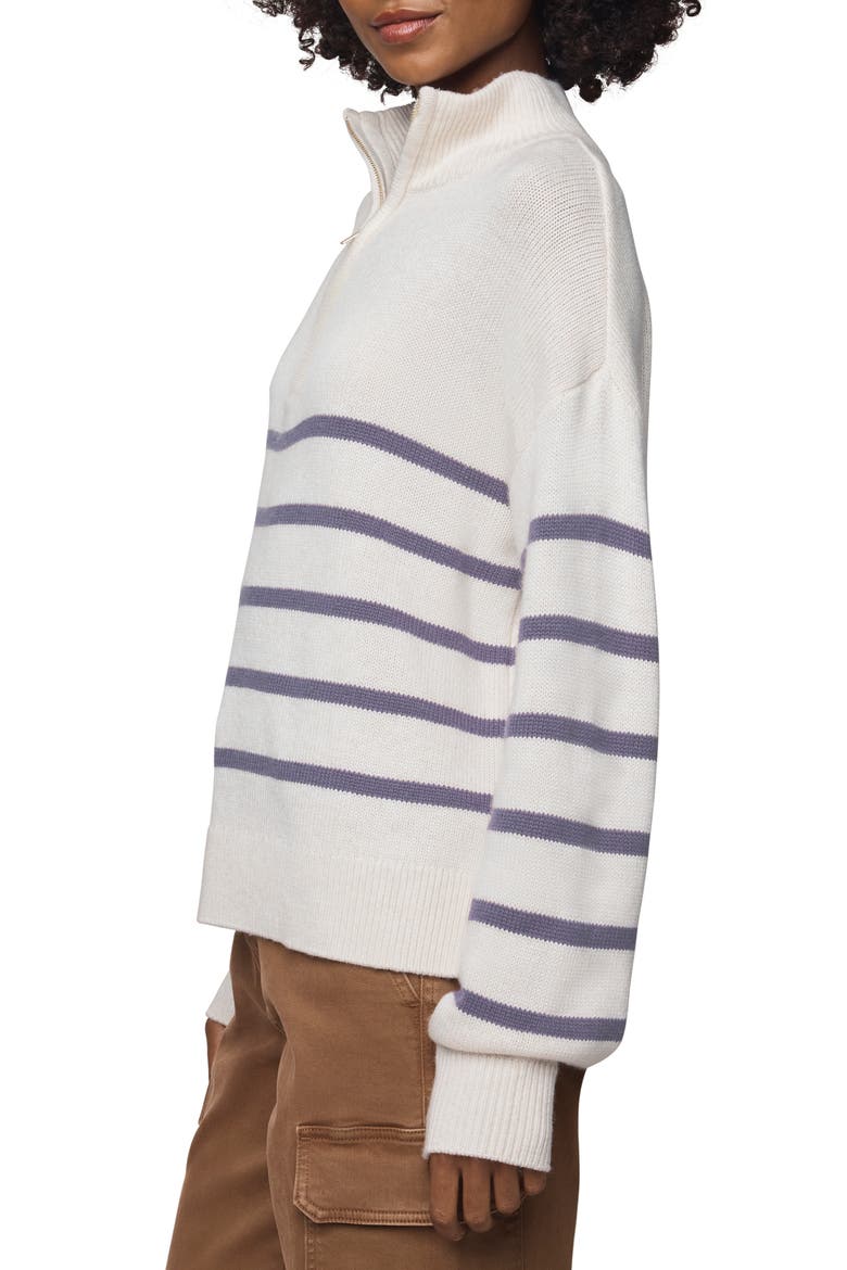 Georgie Stripe Oversize Quarter Zip Sweater, Alternate, color, PALE OAK/ EGGPLANT