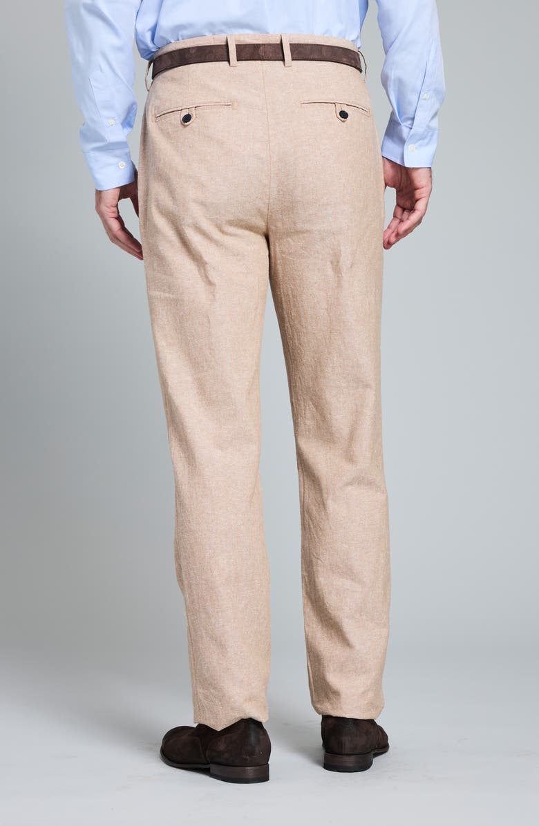 Billy Reid Flat Front Linen & Cotton Pants, Alternate, color, British Khaki