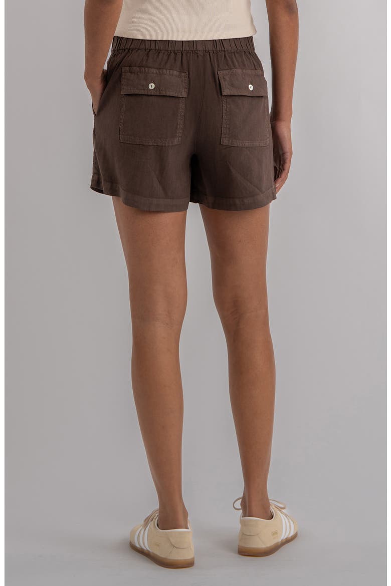 Katana Drawstring Linen Blend Shorts, Alternate, color, CHOCOLATE