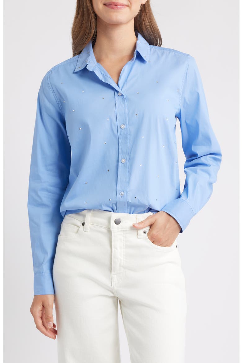 Alden Rhinestone Shirt, Main, color, FRESH HYDRANGEA