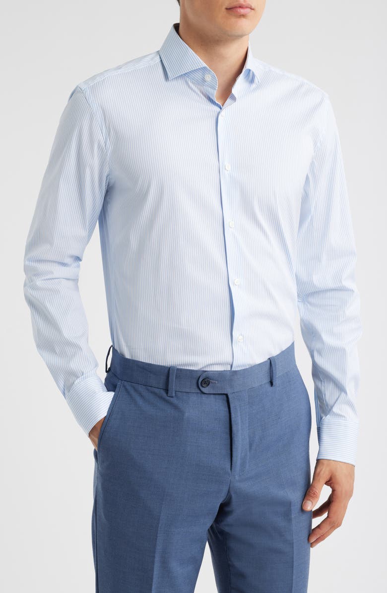 BOSS Hank Slim Fit Performance Dress Shirt, Main, color, Light Blue