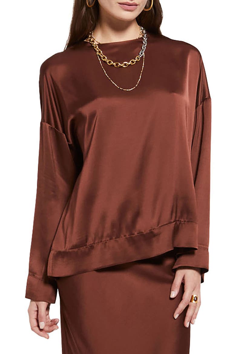 Fluid Viscose Blouse, Main, color, Brown