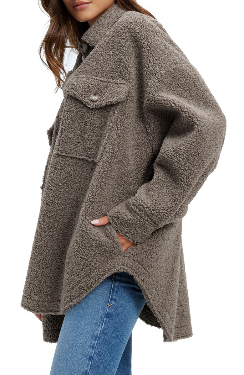 Good American Contour Faux Shearling Jacket, Alternate, color, Putty001