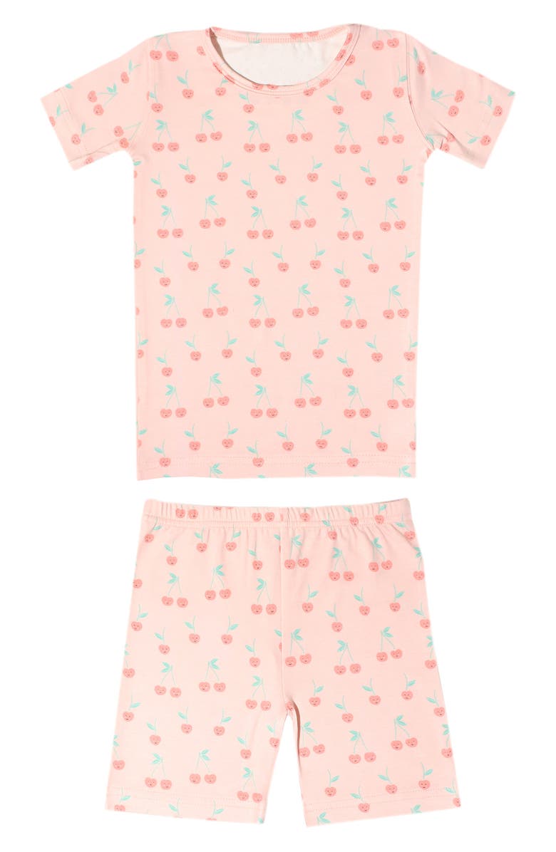 Copper Pearl Kids' Cheery Cherry Fitted Two-Piece Short Pajamas, Main, color,
