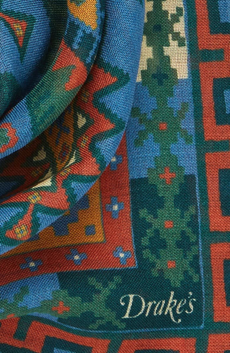 Drake's Kilim Print Wool & Silk Bandana, Alternate, color, 