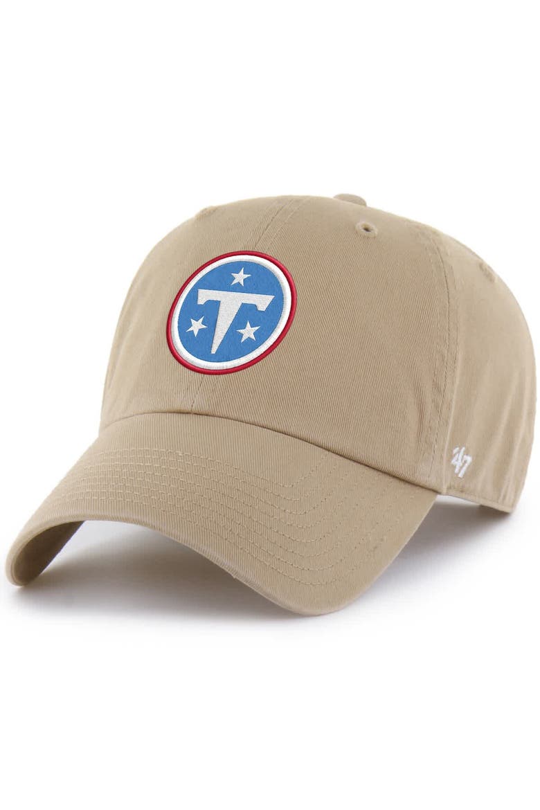 Men's '47  Khaki Tennessee Titans Primary Logo Clean Up Adjustable Hat, Main, color, Khaki