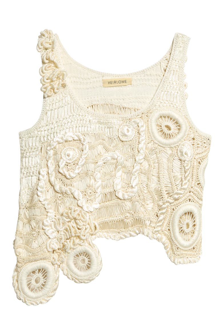 India Freeform Silk & Cotton Lace Tank, Main, color, IVORY