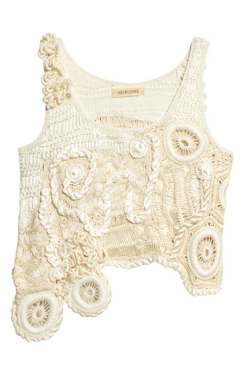 India Freeform Silk & Cotton Lace Tank