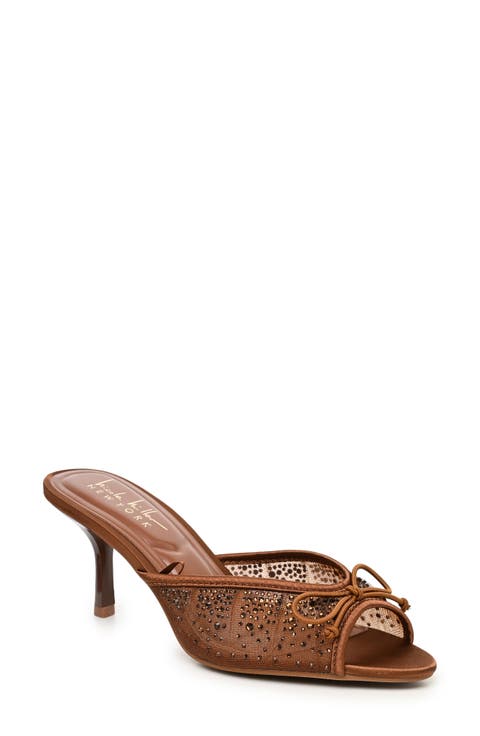 Points Bow Mesh Slide Sandal