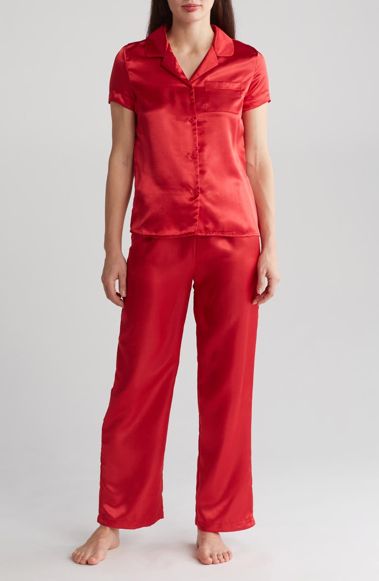 SECRET LACE Lux Satin Pajamas, Main, color, Red