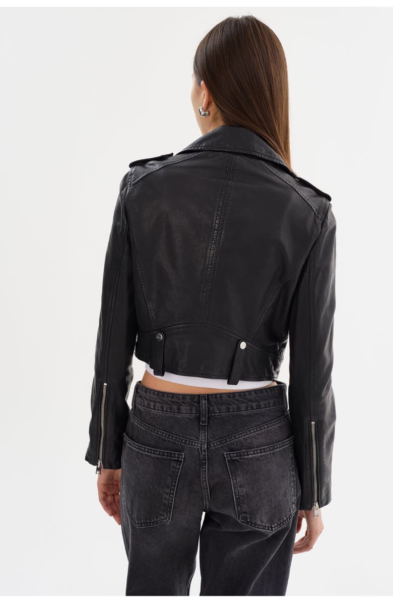 LAMARQUE Ciara | Cropped Leather Biker Jacket, Alternate, color, Black