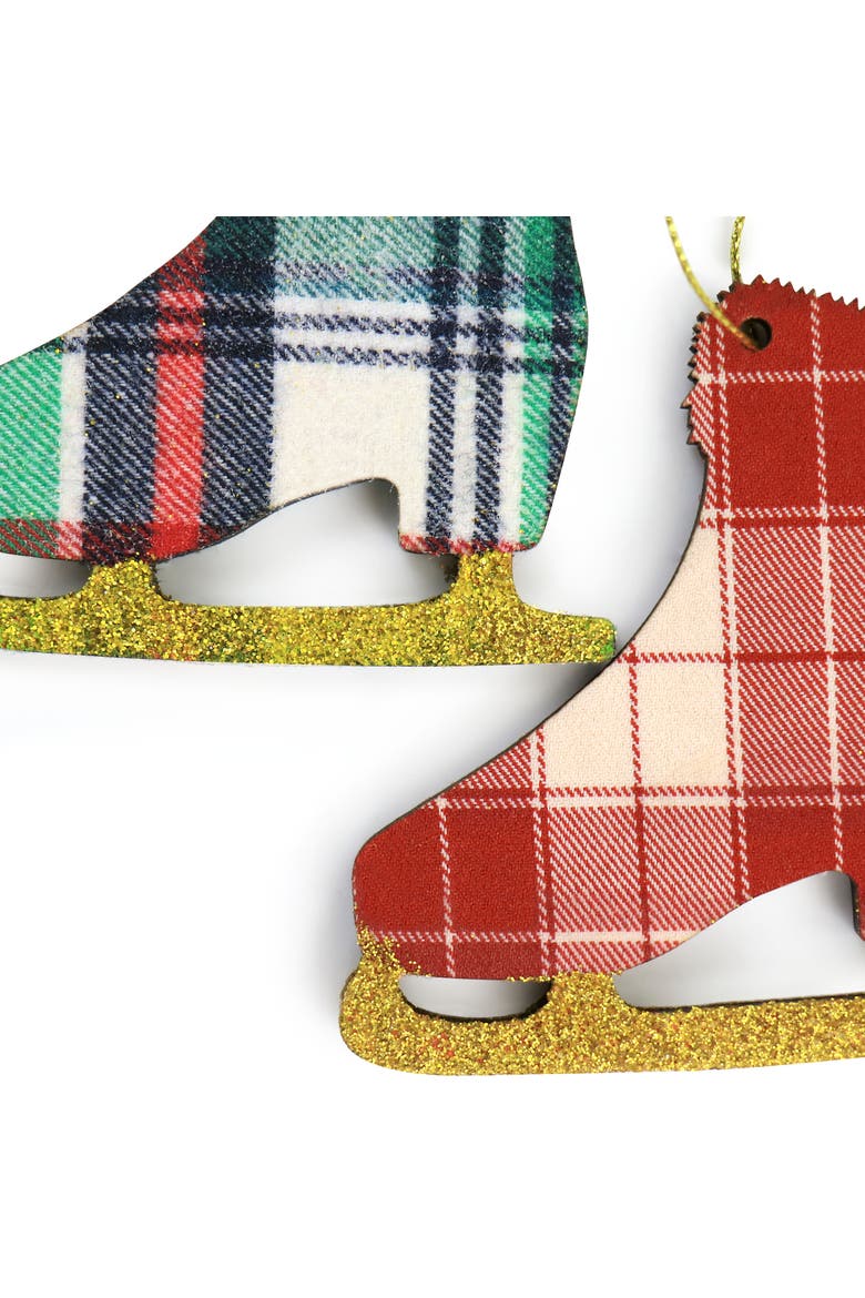 Holiday Ice Skate Ornament 4 Piece Set in Red and Green, Alternate, color, Red