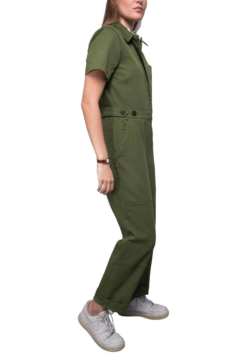 Essential Denim High Waisted Coverall, Alternate, color, MOSS GREEN