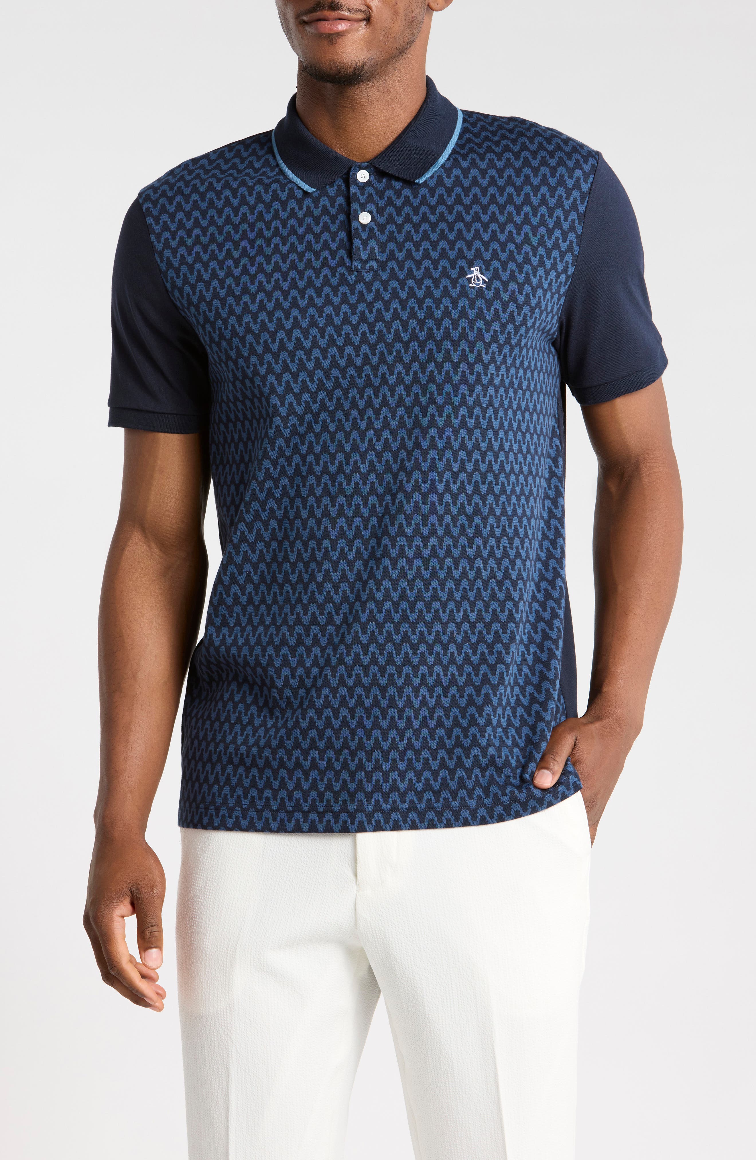 Wavy Jacquard Front Polo