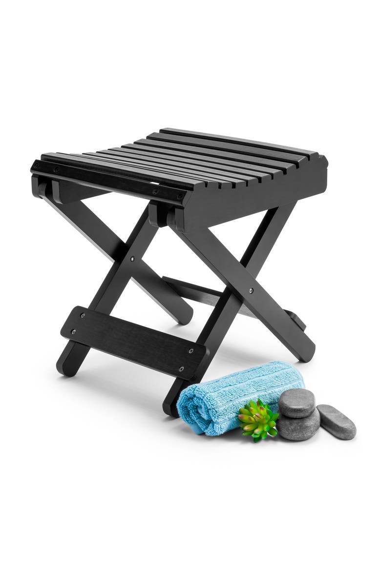 Bamboo Folding Step Stool, Alternate, color, BLACK