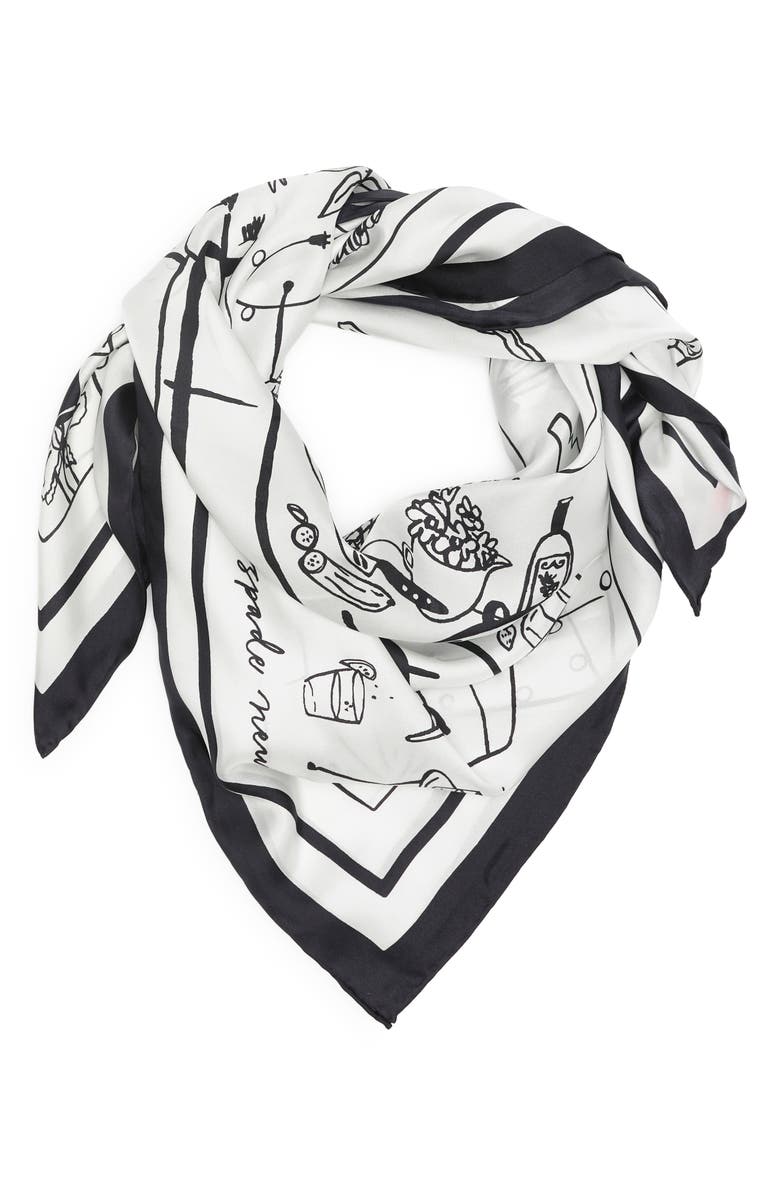 Kate Spade New York summer party scene square silk scarf, Main, color, 